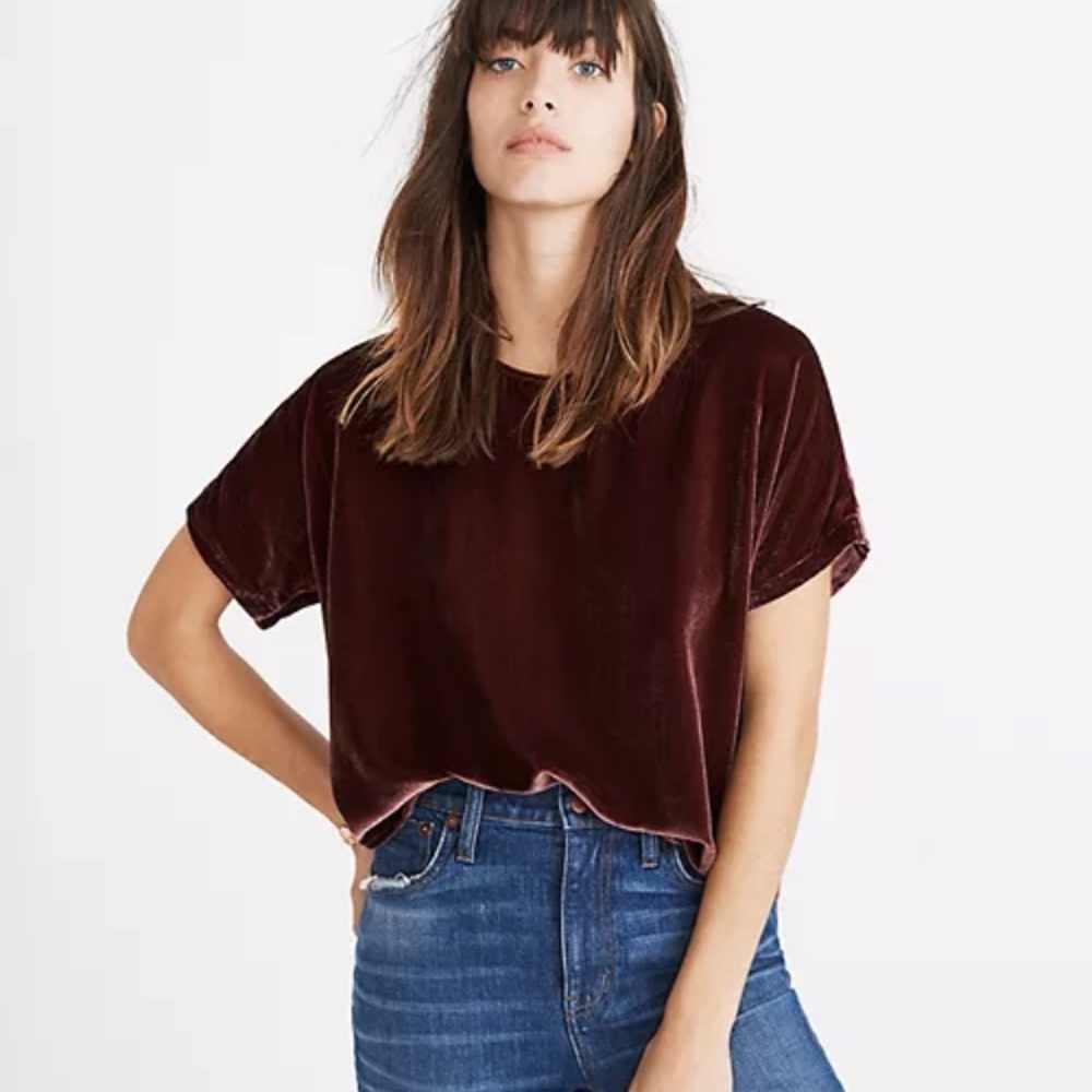 Madewell Velvet Tulip-Hem Top